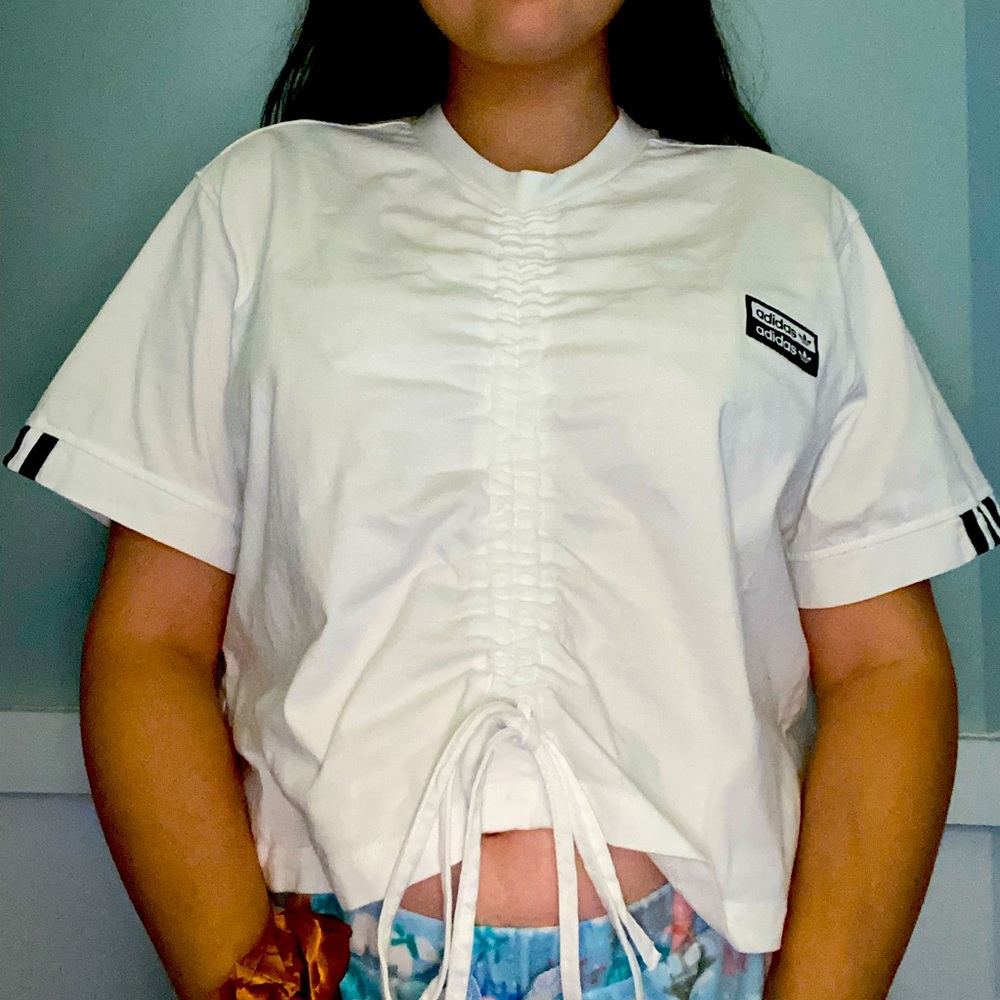 Adidas Scrunched Crop Top White and Black XL